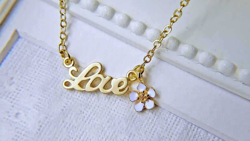 Necklace Love, Gold Chain HD wallpaper