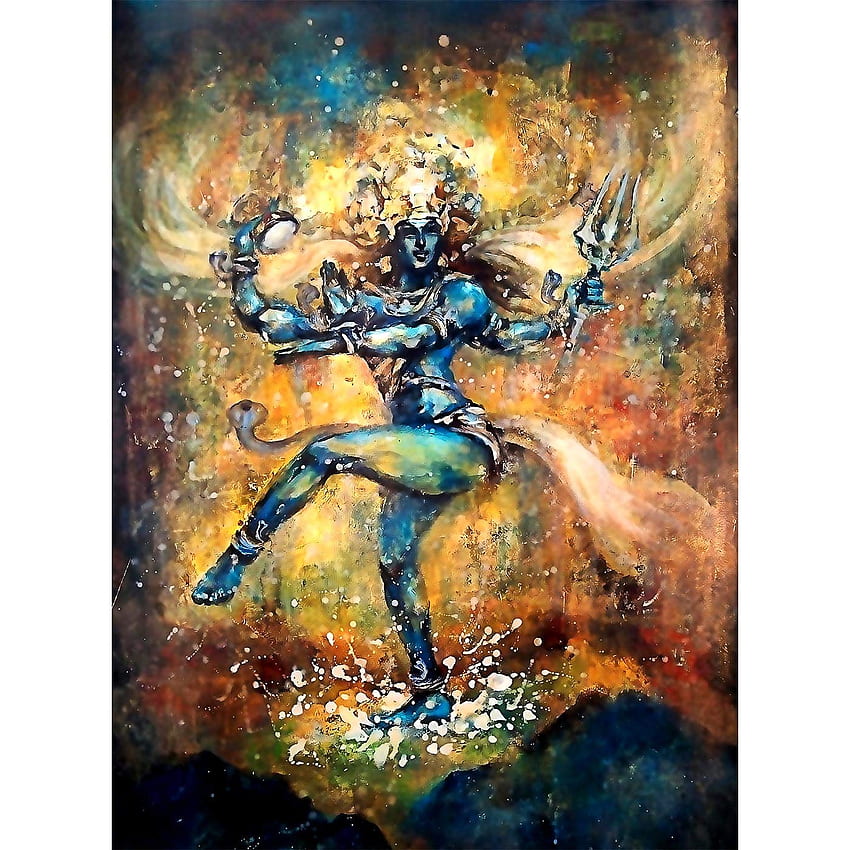 StickMe Cotton Canvas Divine Indian God Shiva Lord of The Dance Lukisan Nataraja, Aneka Warna, Religius, 60 X 45 cm : Rumah & Dapur wallpaper ponsel HD