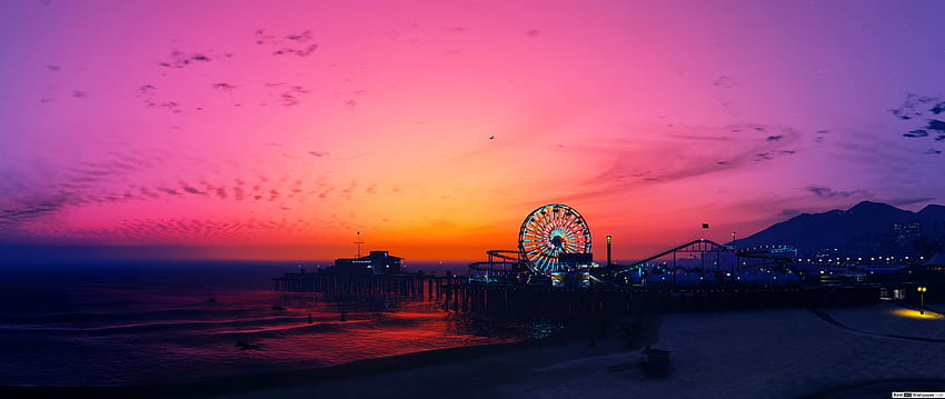 Grand Theft Auto V Online - Sunset Panorama, Autumn Sunset Panoramic HD wallpaper