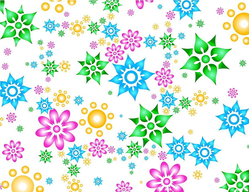 Floral Stars, white, design, bright, flowers, stars, pattern HD wallpaper