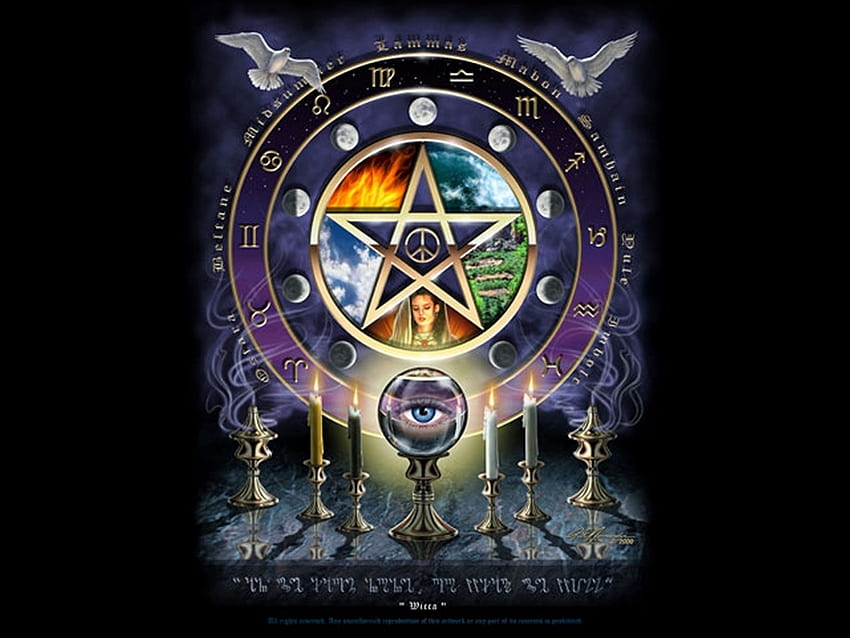 Wicca-Magie, Frau, Zeichen, Tauben, Lila HD-Hintergrundbild