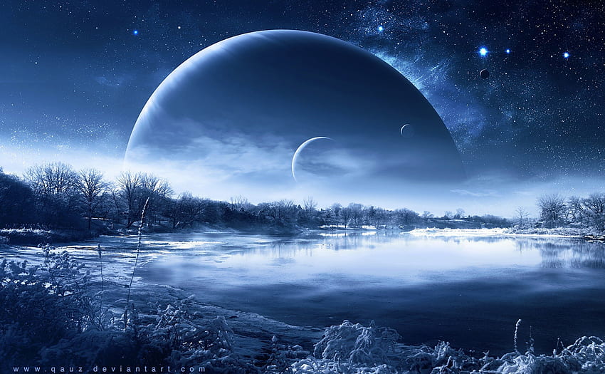 Peaceful And Cold, cold, sky, planets, abstract HD wallpaper