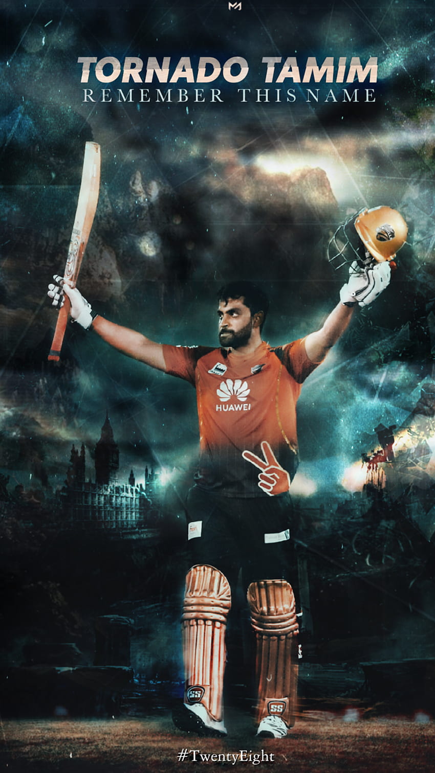 Tornado Tamim. Tamim Iqbal von MAHMUDGFX. Cricket, Cricket-Team aus Bangladesch, Sportplakat HD-Handy-Hintergrundbild