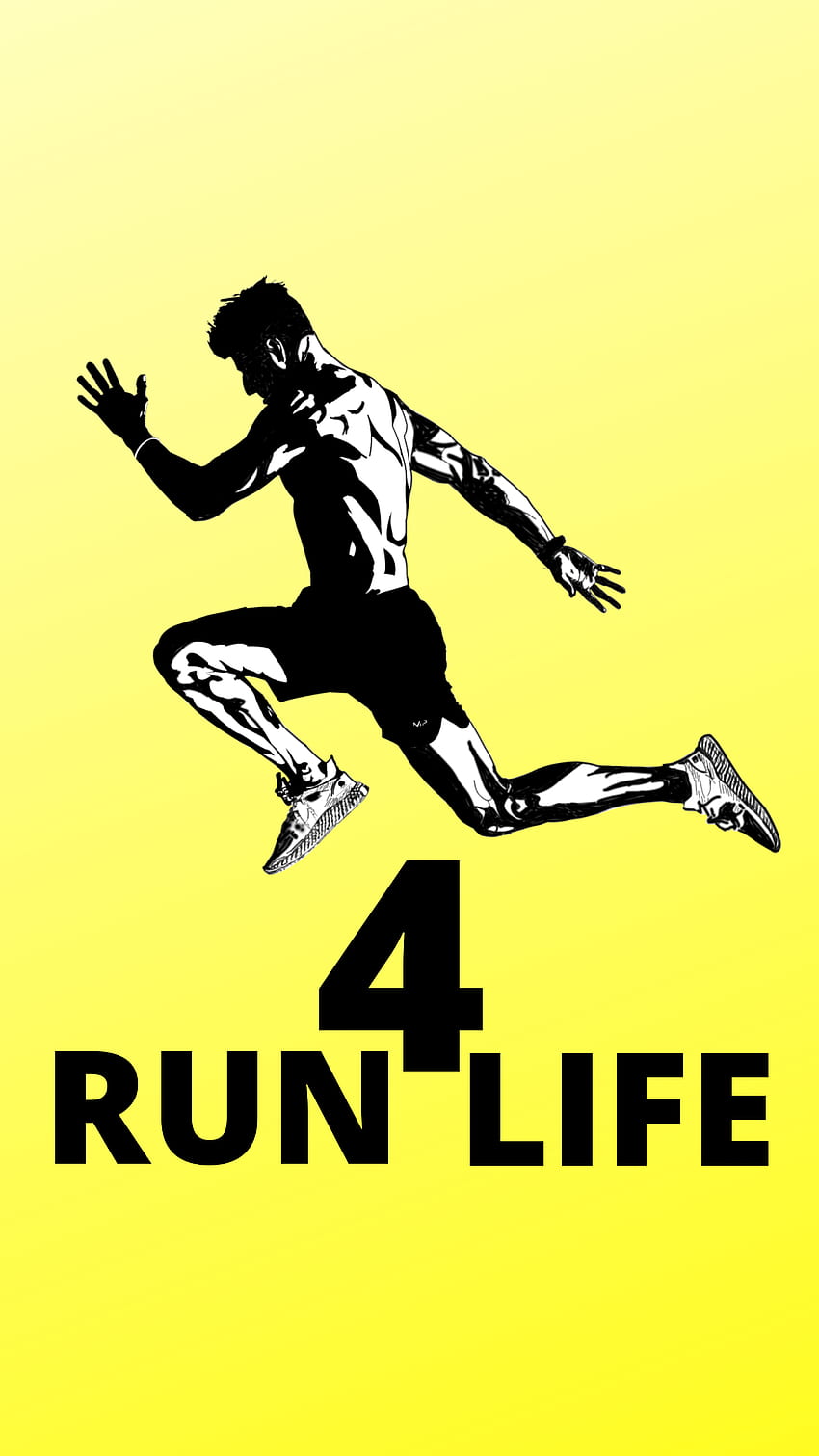 Run for Life, 달리기, 강하고, 행복하고, 조깅, 동기 부여, 운동, 로고, 훈련, 남자 HD 전화 배경 화면