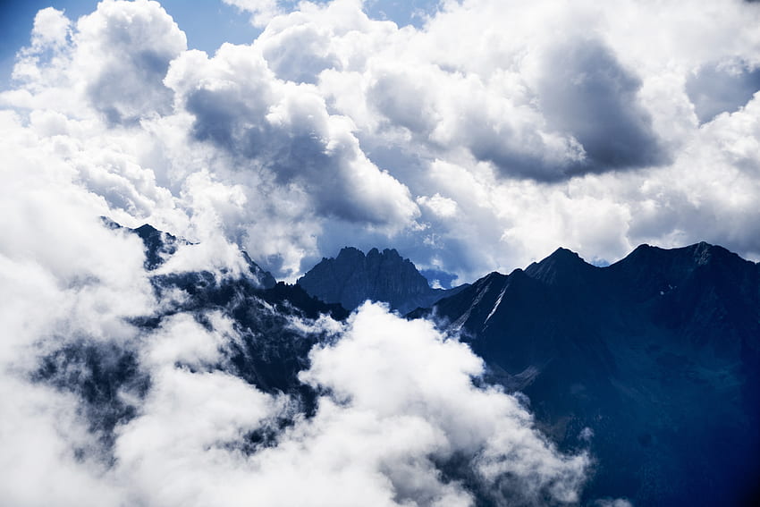 자연, 하늘, 산, 구름, 꼭지점, 상단 HD 월페이퍼