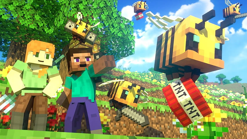 COMBAT D'ABEILLES - Alex et Steve Life (Minecraft Animation), Minecraft Alex Fond d'écran HD