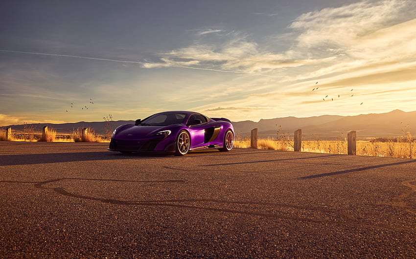 2022, McLaren 675LT, purple supercar, purple 675LT, exterior, tuning 675LT, British sports cars, McLaren HD wallpaper