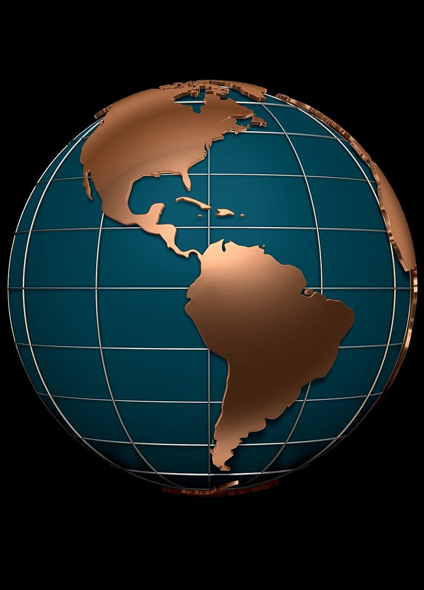 Modello 3D del filo del globo terrestre. terra, globo terrestre, iphone astratto, mappa astratta Sfondo del telefono HD