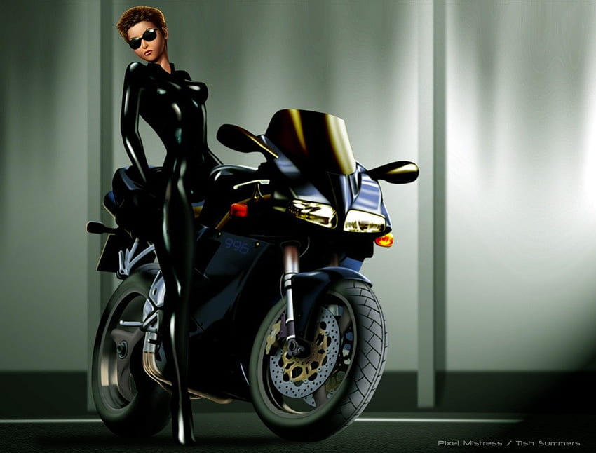 City Speed ​​Bike, bicicleta, motocicleta, 3d, mulher papel de parede HD