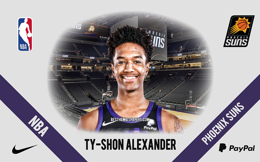 Ty-Shon Alexander, Phoenix Suns, amerykański koszykarz, NBA, portret, USA, koszykówka, Phoenix Suns Arena, logo Phoenix Suns Tapeta HD