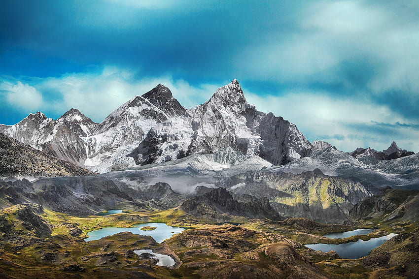 Mountain range, summit, nature HD wallpaper