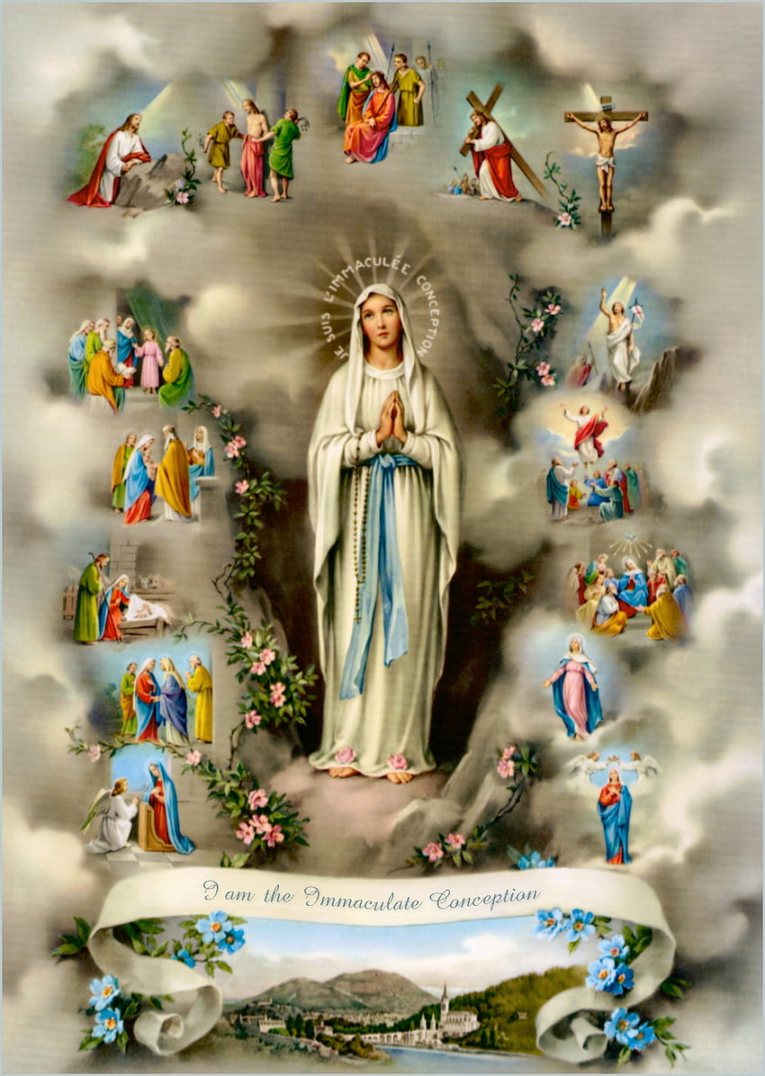 Fête de Notre-Dame du Très Saint Rosaire (7 octobre) - Dans ce signe, vous vaincrez, chapelet catholique Fond d'écran de téléphone HD