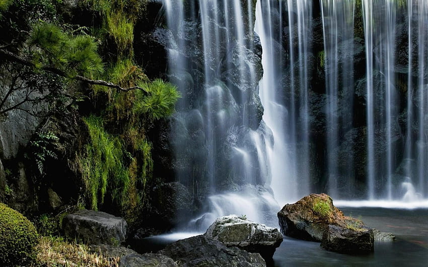 eleganckie wodospady, wodospady, lasy, przyroda, woda Tapeta HD