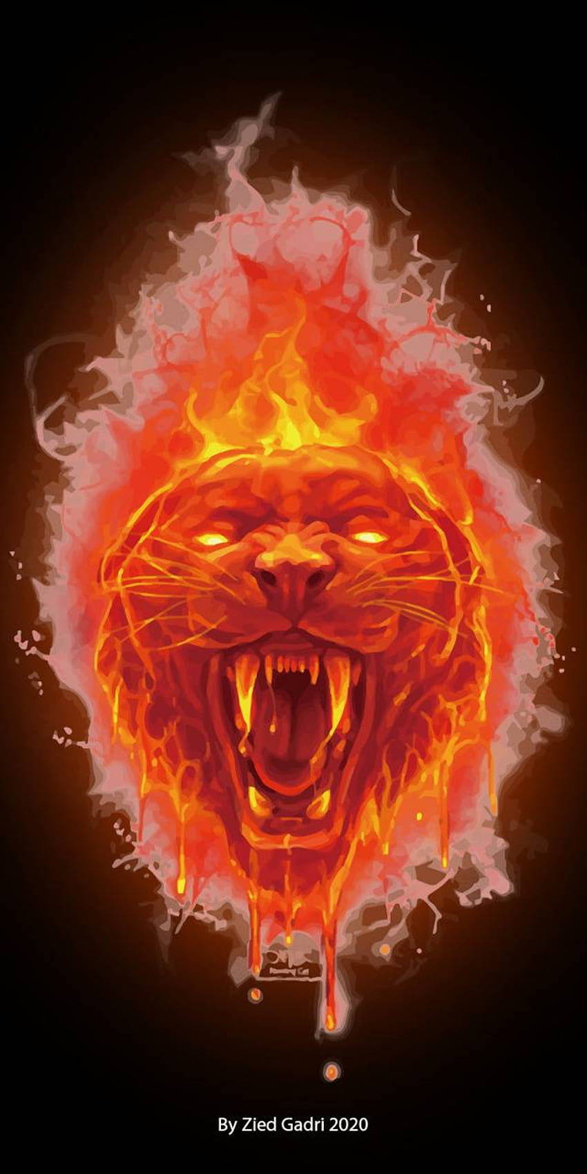 Fire Tiger, Flame Tiger HD phone wallpaper