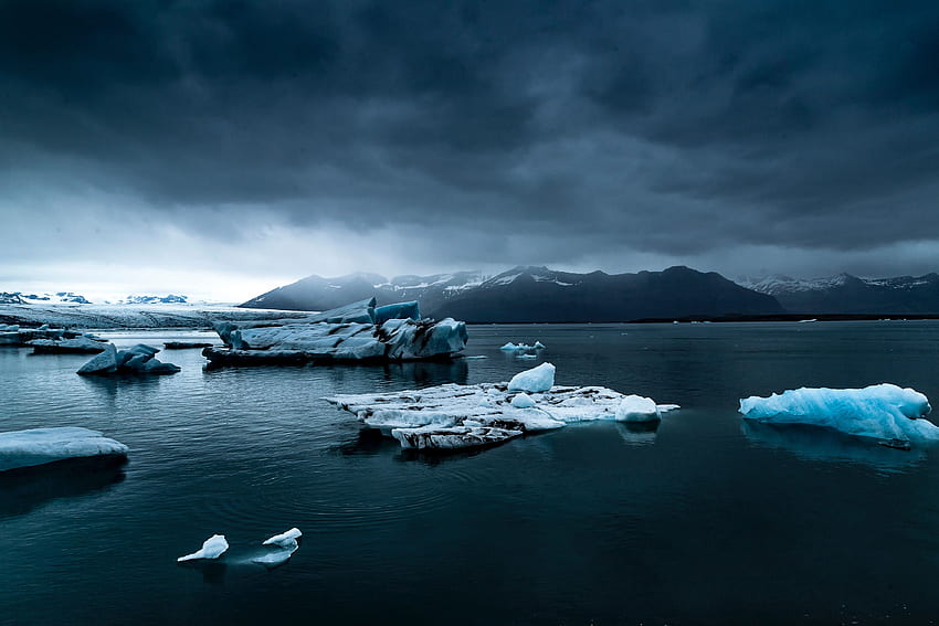 Исландия, море, ледник, сняг HD тапет