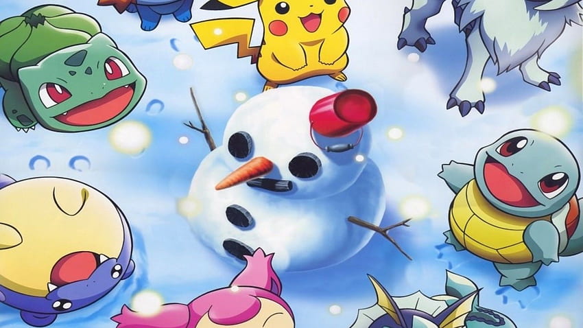ScreenHeaven: Bulbasaur Pikachu Pokemon Squirtle snowmen, Charmander and Pikachu HD wallpaper