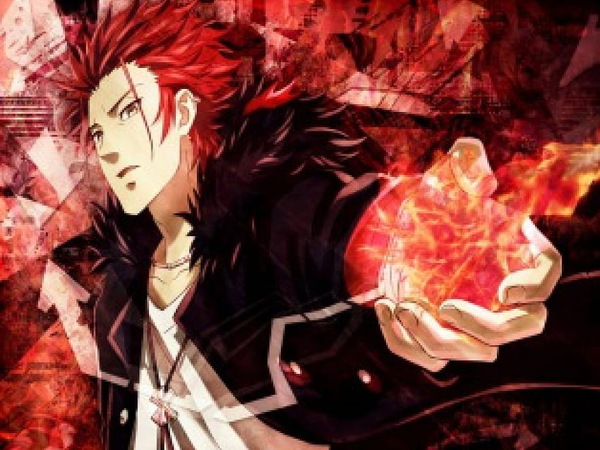 Red King, Short Hair, Red, Black, Red Flame, Anime, Cute, Mikoto Suoh, Dark, Boy, Brown Eyes, K Project, Red Hair HD wallpaper