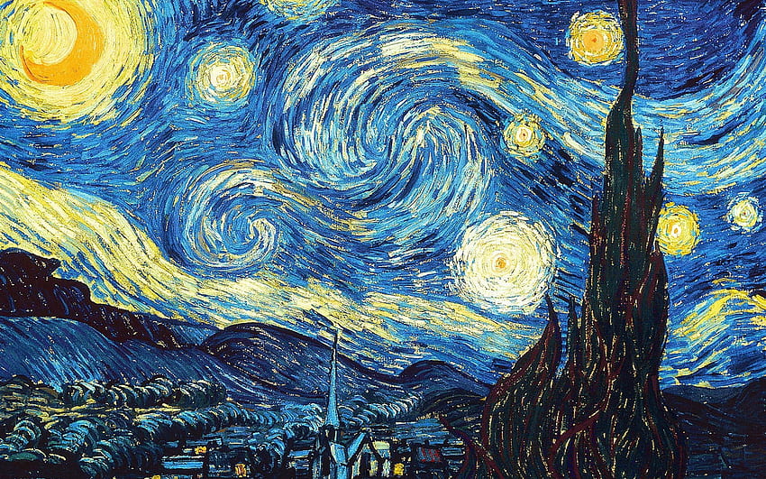 Винсент Ван Гог, фон на Винсент Ван Гог. Звездна нощ Ван Гог, Звездна нощ , Картини на Ван Гог HD тапет