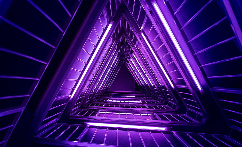 Shine, Violet, Light, Minimalism, Stairs, Ladder, Purple HD wallpaper