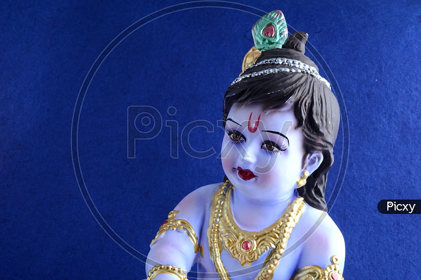Of Little Krishna Idol On Dark Blue Background GH280817 Picxy, Dark Krishna HD wallpaper