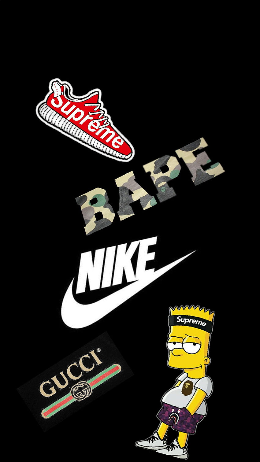 Supreme Lv Bape Nike Addidas Logos Wallpaper Custom Stickers