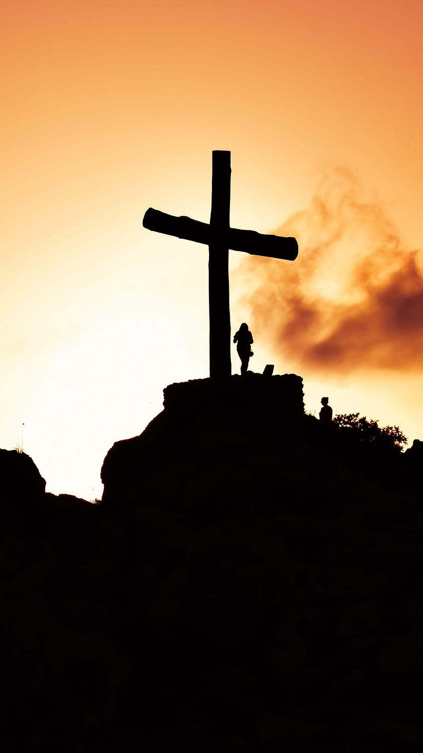 Jesus, Cross, Sunset Background HD phone wallpaper