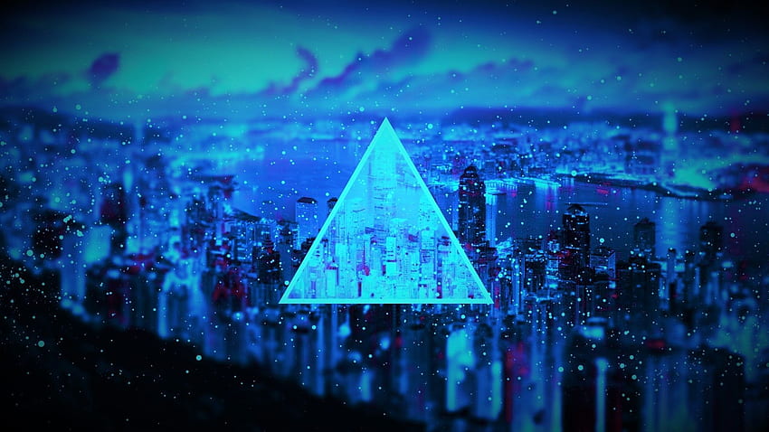 psycho triangle blurred dark circle blue hipster graphy, Hipster City HD wallpaper