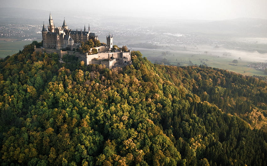 Kastil Hohenzollern, Jerman, abad pertengahan, jerman, kastil, hutan Wallpaper HD