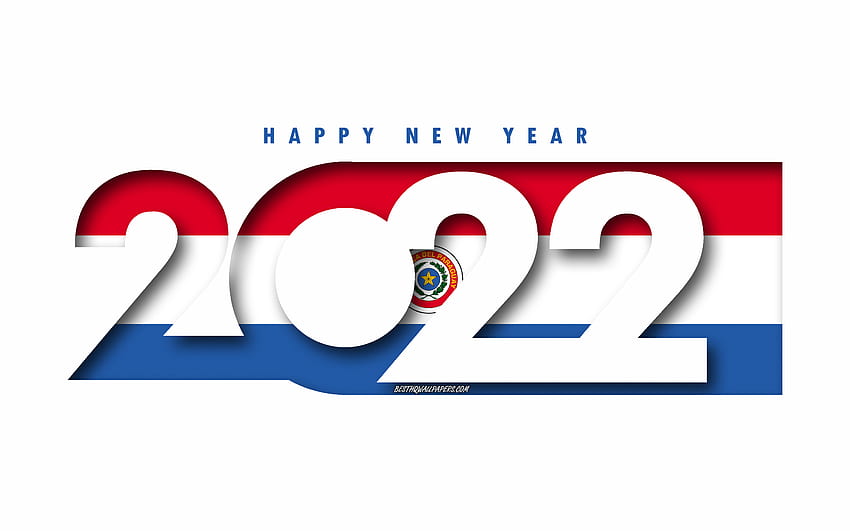 Happy New Year 2022 Paraguay, white background, Paraguay 2022, Paraguay 2022 New Year, 2022 concepts, Paraguay, Flag of Paraguay HD wallpaper