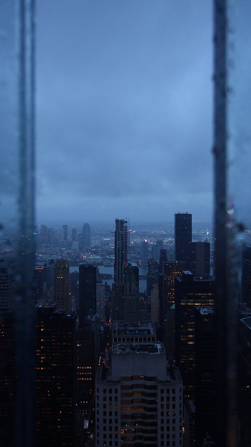 night city, window, rain, Rain New York HD phone wallpaper