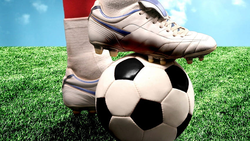 conceito de futebol online com celular 3D e futebol em fundo