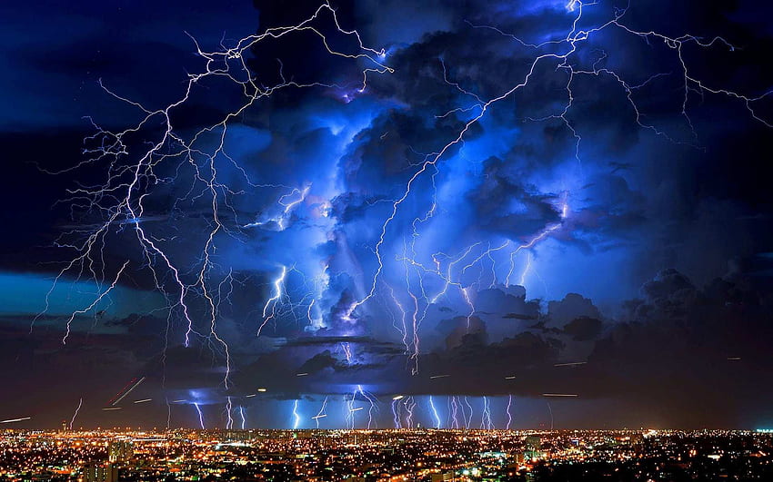 Hermosa tormenta eléctrica en vivo: relámpago de alta resolución y , tormenta eléctrica genial fondo de pantalla