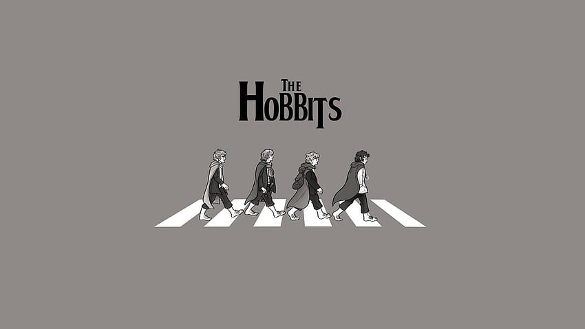 Humor de Abbey Road O Senhor dos Anéis hobbits em tons de cinza /, Lotr Minimalista papel de parede HD