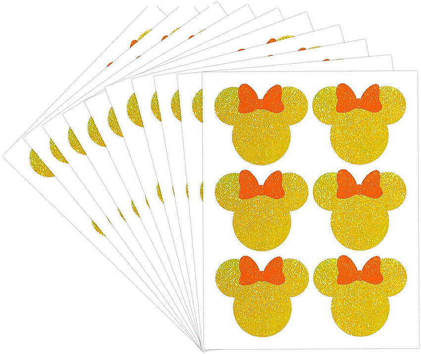 Adesivos de Mickey Minnie Mouse Glitter Gold Minnie Mouse Stickers e Red Minnie Head Labels para decoração de festa de aniversário, lindo Minnie Mouse Glitter papel de parede HD