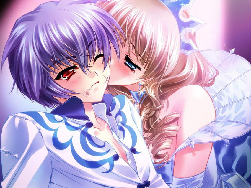 AnimeKiss, kiss, girl, anime, boy HD wallpaper