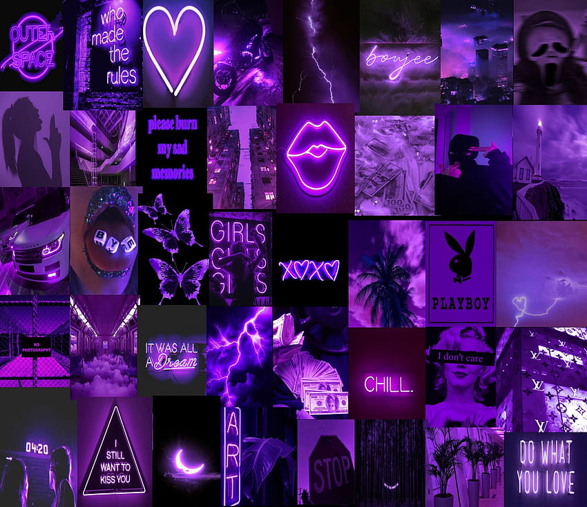 Purple baddie aesthetic wall collage kit 103 PC HD wallpaper | Pxfuel