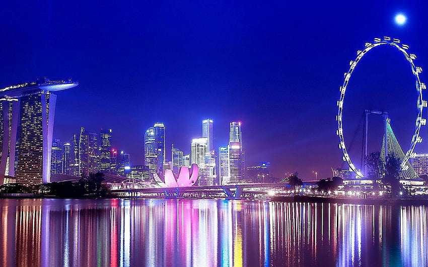 Singapurska ulotka - podróż, panoramę Singapuru Tapeta HD