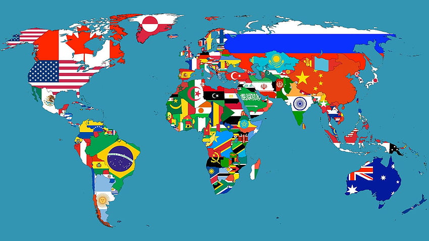 旗、地図、国、世界地図 高画質の壁紙