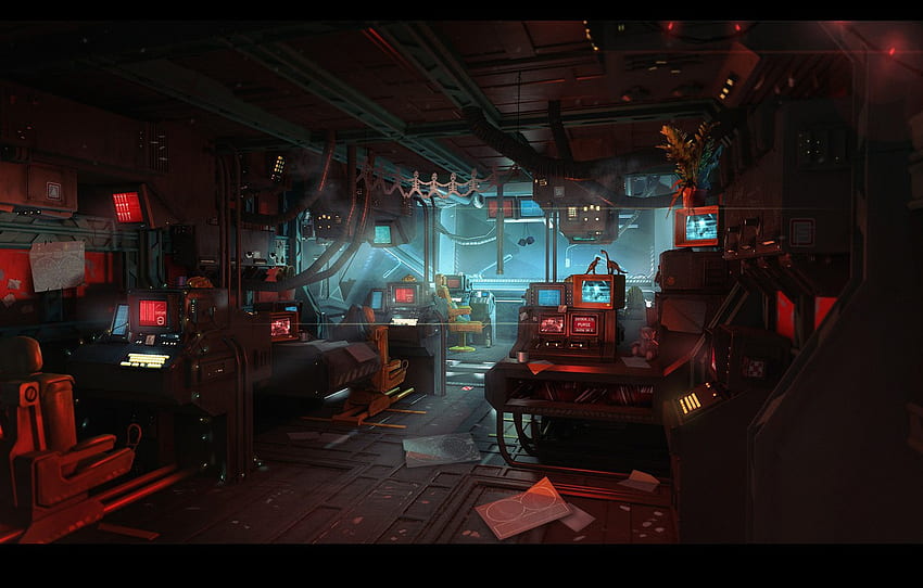 kompartemen, Alien: Isolasi, Kapal dan kapal, jembatan anesidorainterior untuk , bagian игры, Jembatan Pesawat Luar Angkasa Wallpaper HD