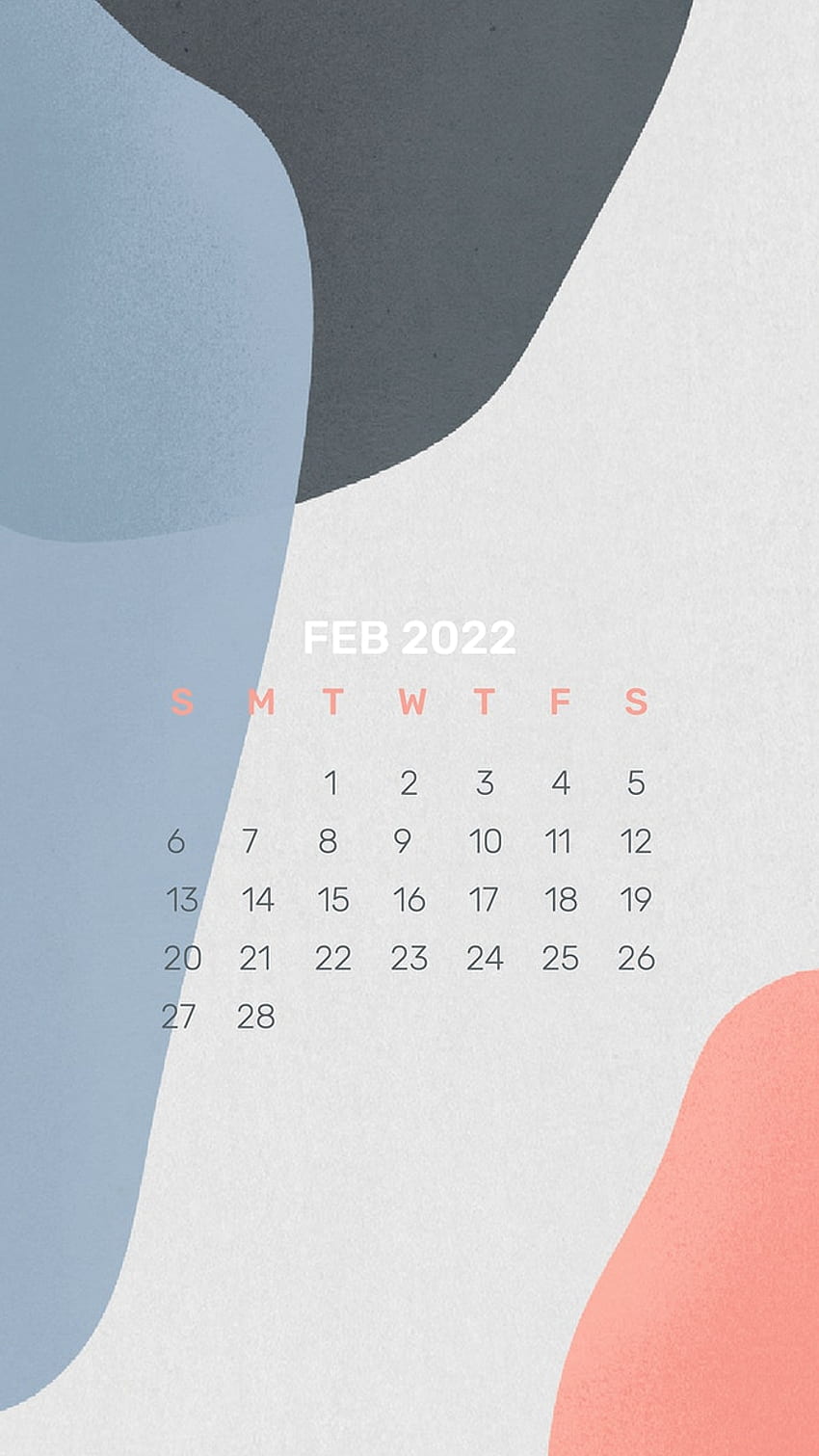 2022 年 2 月の抽象的なカレンダー テンプレートです。 ベクトル テンプレート HD電話の壁紙