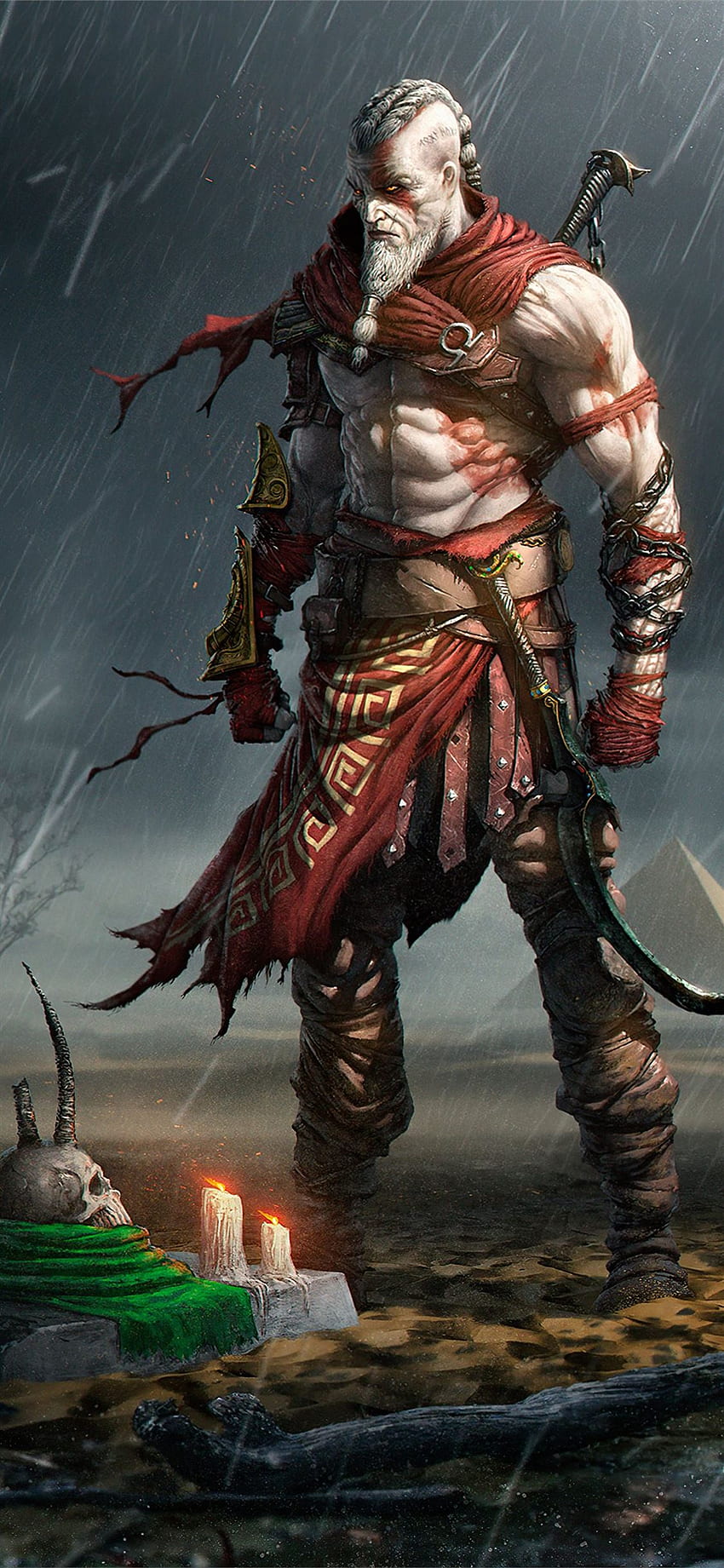 Bester Kriegsgott iPhone 11, Old Kratos HD-Handy-Hintergrundbild