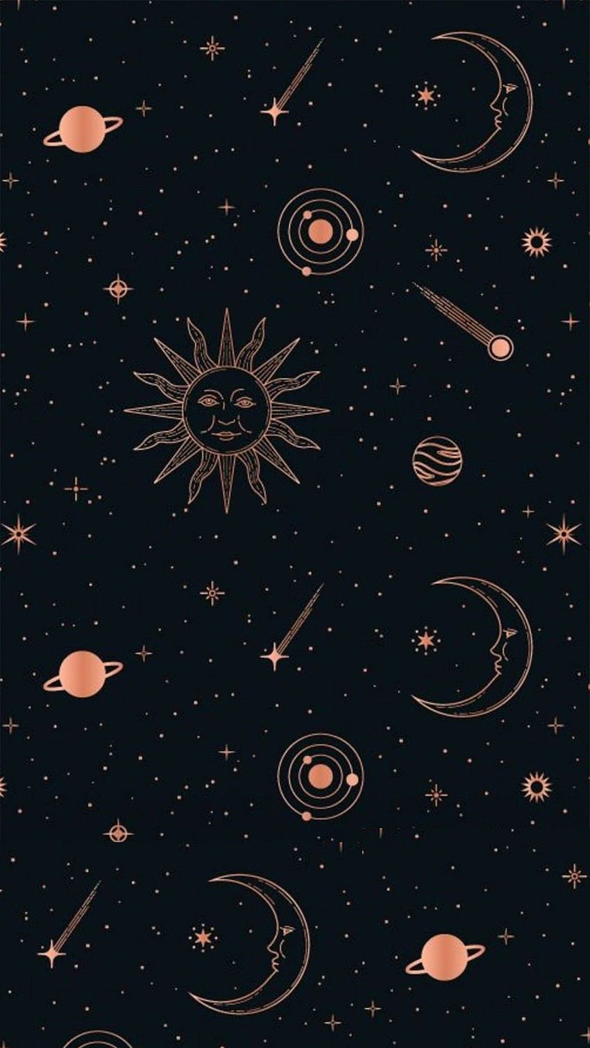 space planets, aesthetic, universe, space drawing, outer space, sun HD phone wallpaper