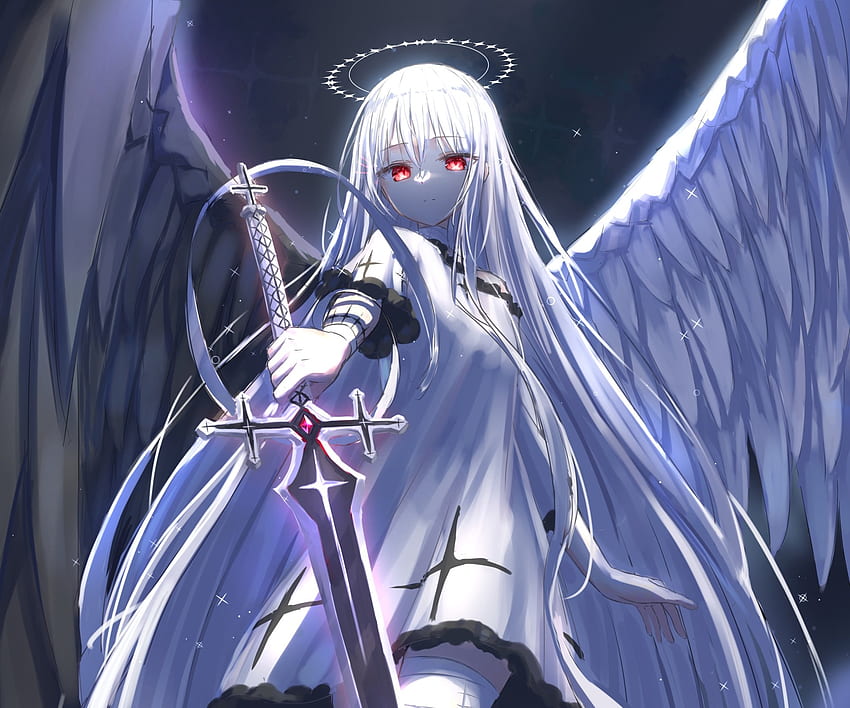 Female anime character illustration fantasy art angel blood white HD  wallpaper  Wallpaper Flare