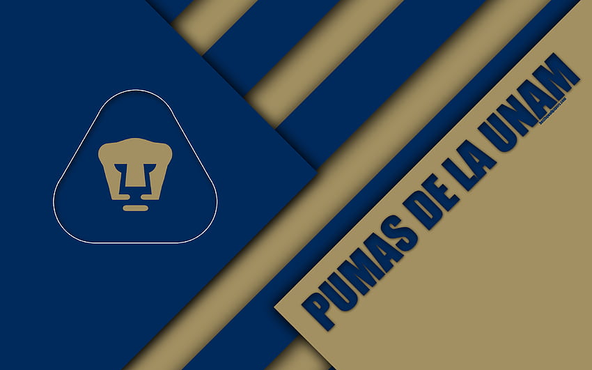 Pumas de la UNAM, Club Universidad Nacional, , Mexican Football Club, การออกแบบวัสดุ, โลโก้, นามธรรมสีน้ำตาลสีน้ำเงิน, เม็กซิโกซิตี้, เม็กซิโก, Primera Division, Liga MX, Pumas UNAM สำหรับความละเอียด วอลล์เปเปอร์ HD