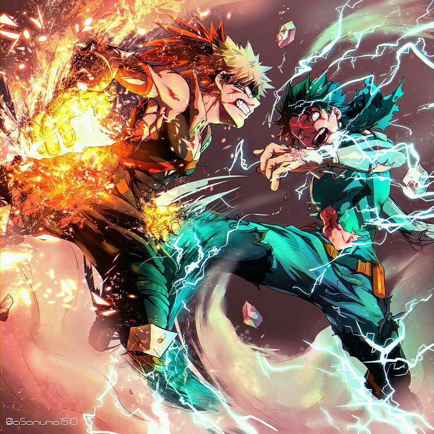 Bakugō vs Mydoriya. Boku no Hero Academia. Hero , Hero, Deku vs Bakugo ...