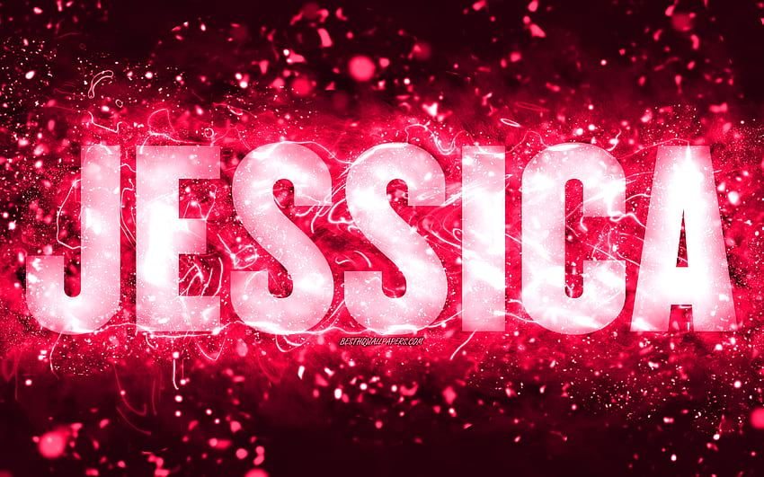 Happy Birtay Jessica, , pink neon lights, Jessica name, creative, Jessica Happy Birtay, Jessica Birtay, popular american female names, with Jessica name, Jessica HD wallpaper