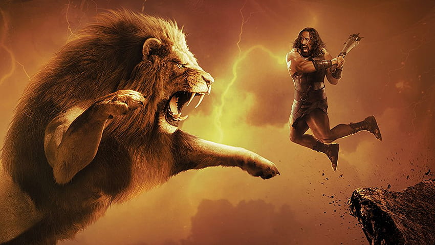 ドウェイン・ジョンソン ライオンズ 男 戦士 ヘラクレス 映画 ジャンプ、ライオンを持つ男 高画質の壁紙
