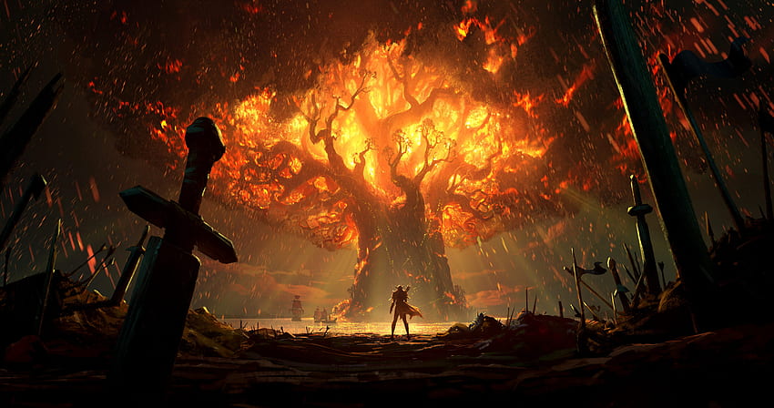 World of Warcraft: Битката за Азерот, телдрасил изгаря, видео игра HD тапет