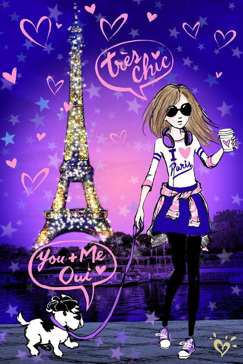 Parisian Girl, Purple Paris HD phone wallpaper