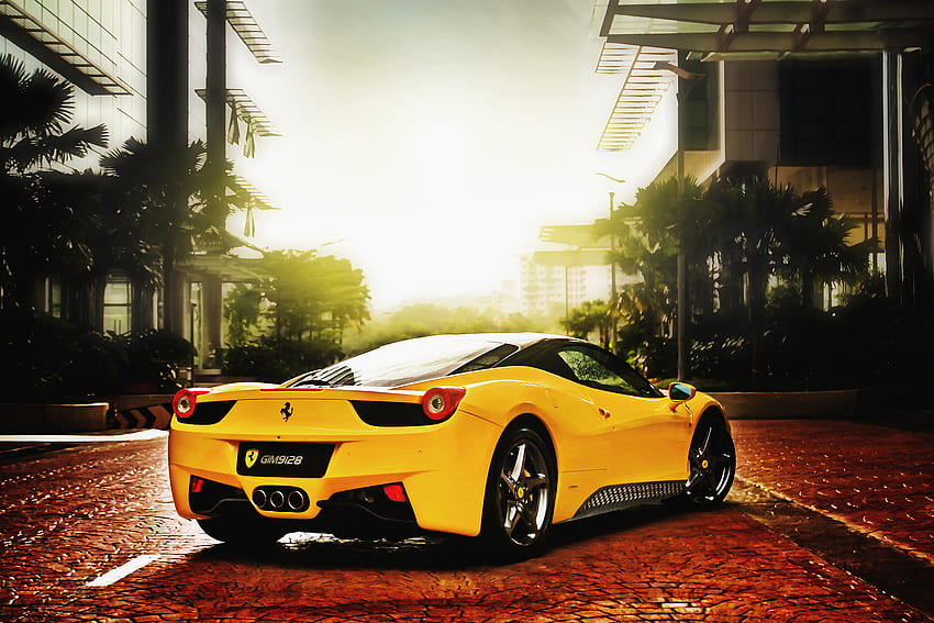 Bela Ferrari, motores, amarelo, carros, ferrari, linda, velocidade papel de parede HD
